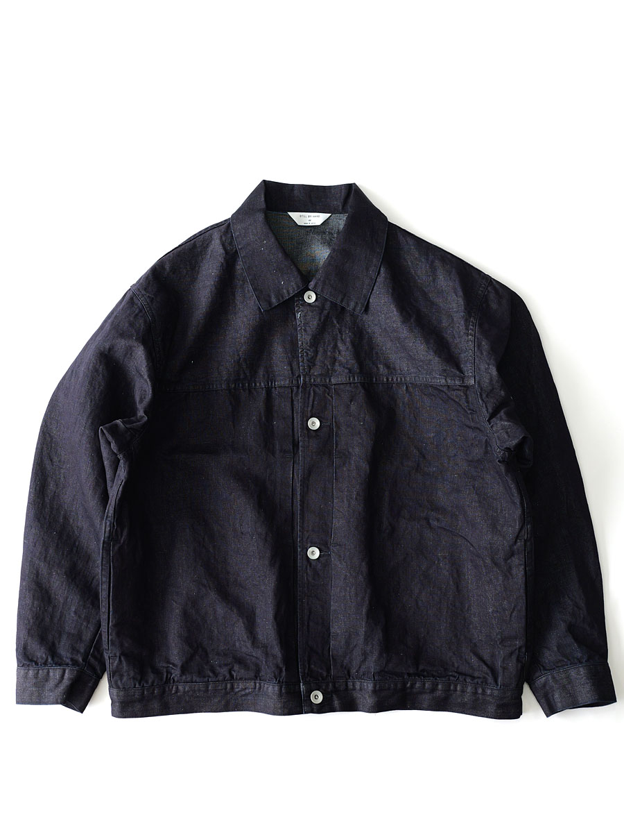 STILL BY HAND -  Hemp Mixed Denim Blouson - Dark Navy