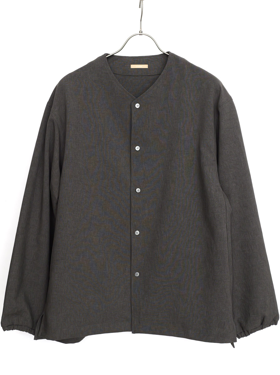 LAMOND - No Collar Shirt Jacket - Charmbray Charcoal