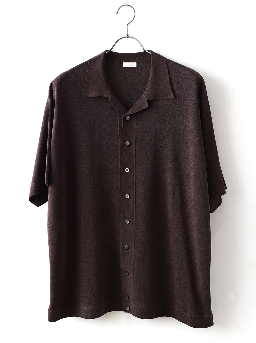 crepuscule -  Washi Open Collar S/S Shirt - Brown