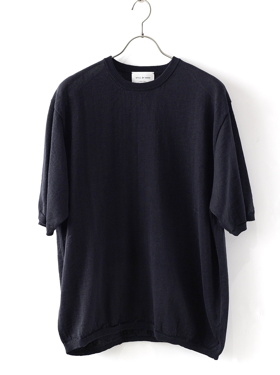 STILL BY HAND - Linen/Cotton Knit T-Shirt - Ink Black