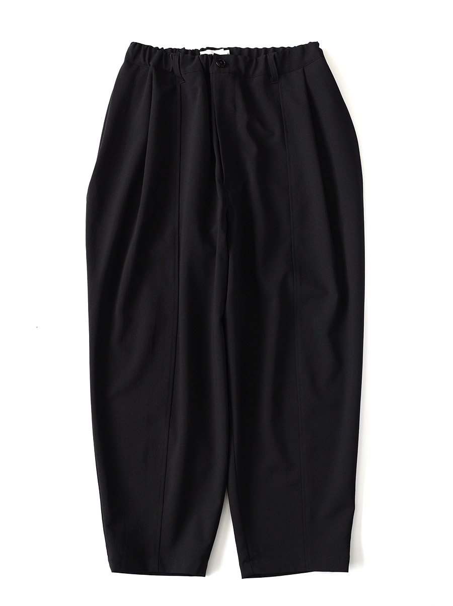 STILL BY HAND - High Twisted Polyester 1tuck Tapered Pants - Black