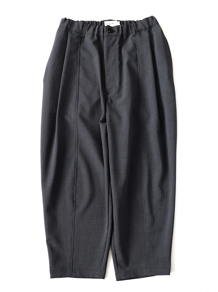 STILL BY HAND - High Twisted Polyester 1tuck Tapered Pants - Charcoal