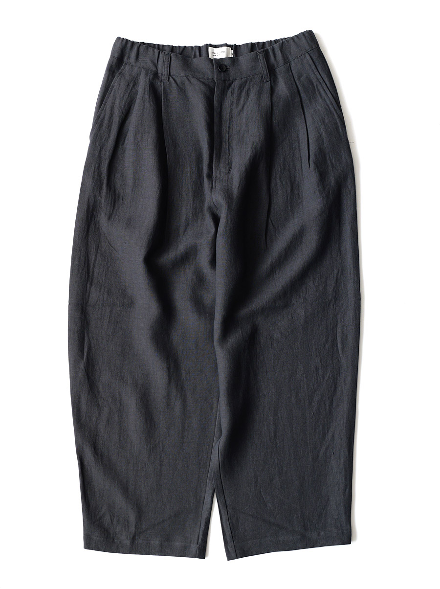 STILL BY HAND - Linen 2tuck Wide Pants - Blue Charcoal