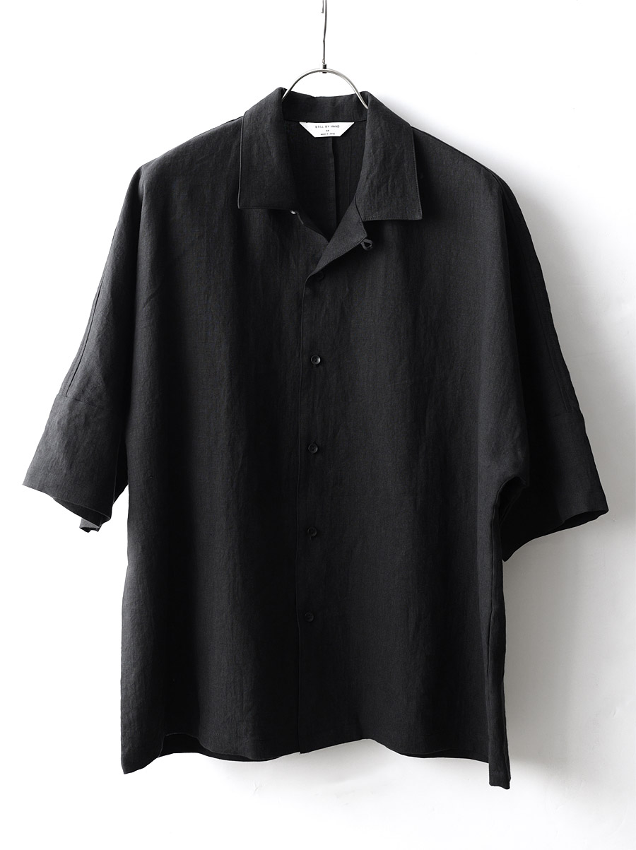 STILL BY HAND - Linen Dolman Sleeve Shirts - Black