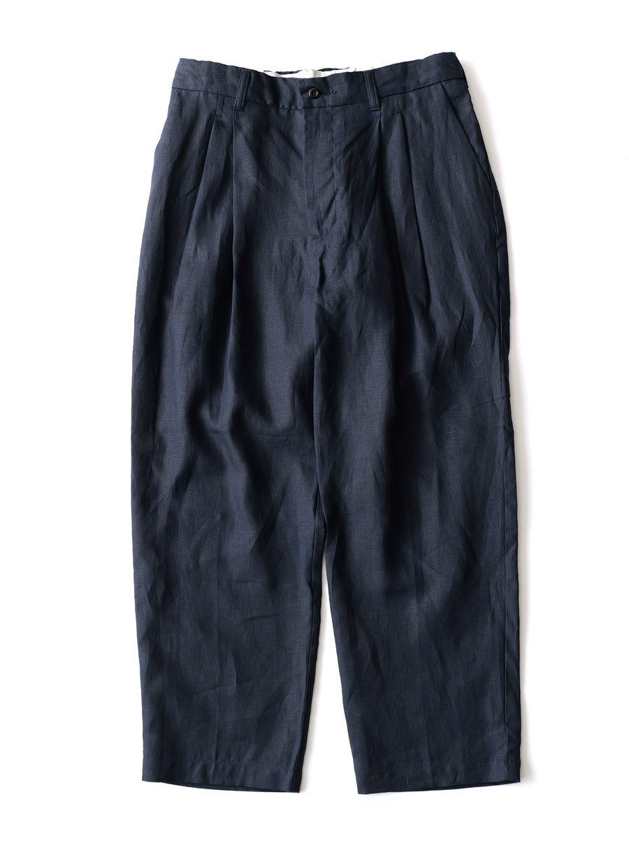 STILL BY HAND - Linen 2tuck Tapered Pants - Dark Navy