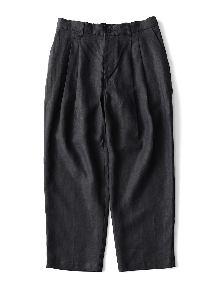 STILL BY HAND - Linen 2tuck Tapered Pants - Charcoal