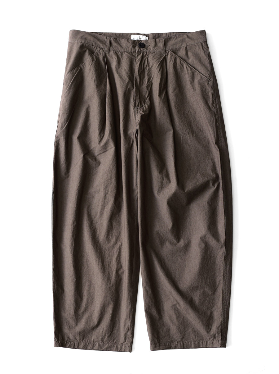 STILL BY HAND - Typewriter Cotton Wide Pants - Brown Charcoal