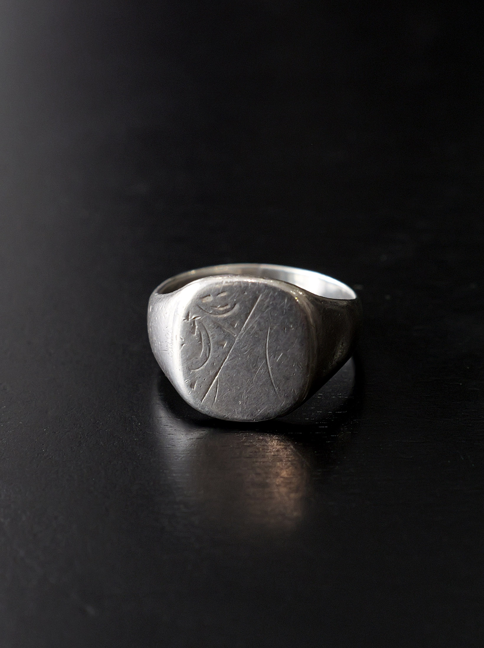 UK Vintage - Signet Ring (size18) #02 - Silver 925 Hallmarked