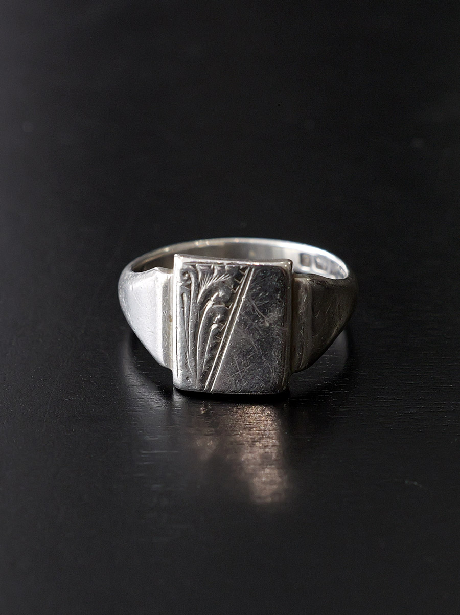 UK Vintage - Signet Ring (size20) #03 - Silver 925 Hallmarked