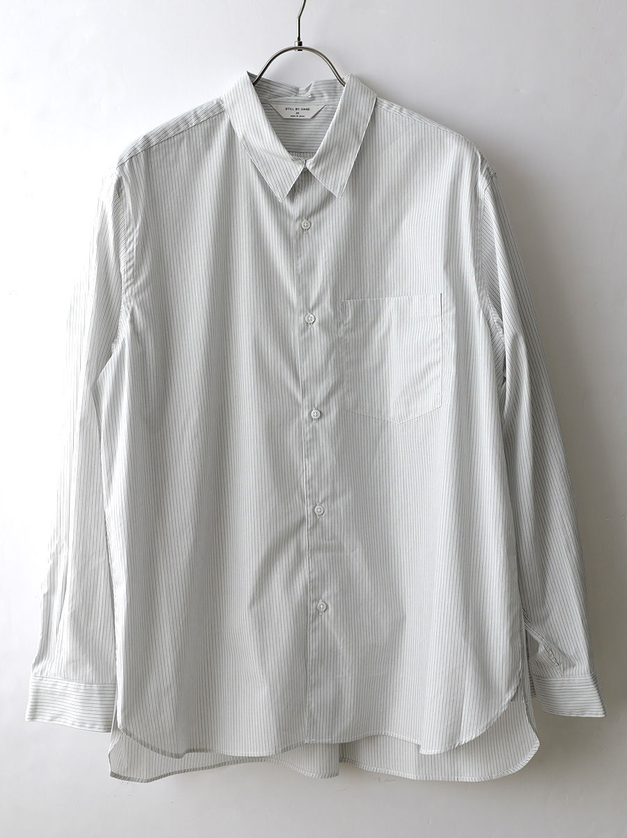 STILL BY HAND - Regular Collar Shirt - White Stripe