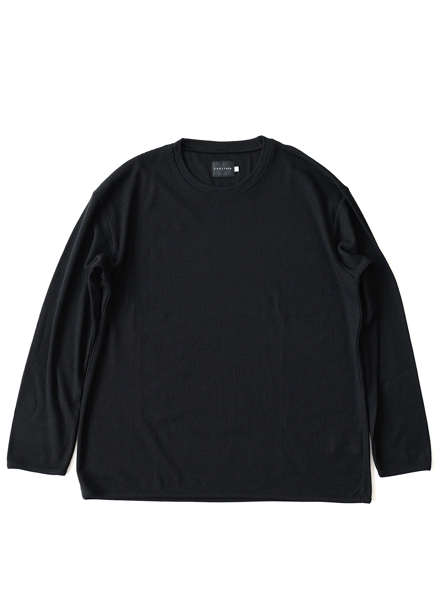 CURLY BLACK - WOOL WAFFLE JERSEY TEE - Black