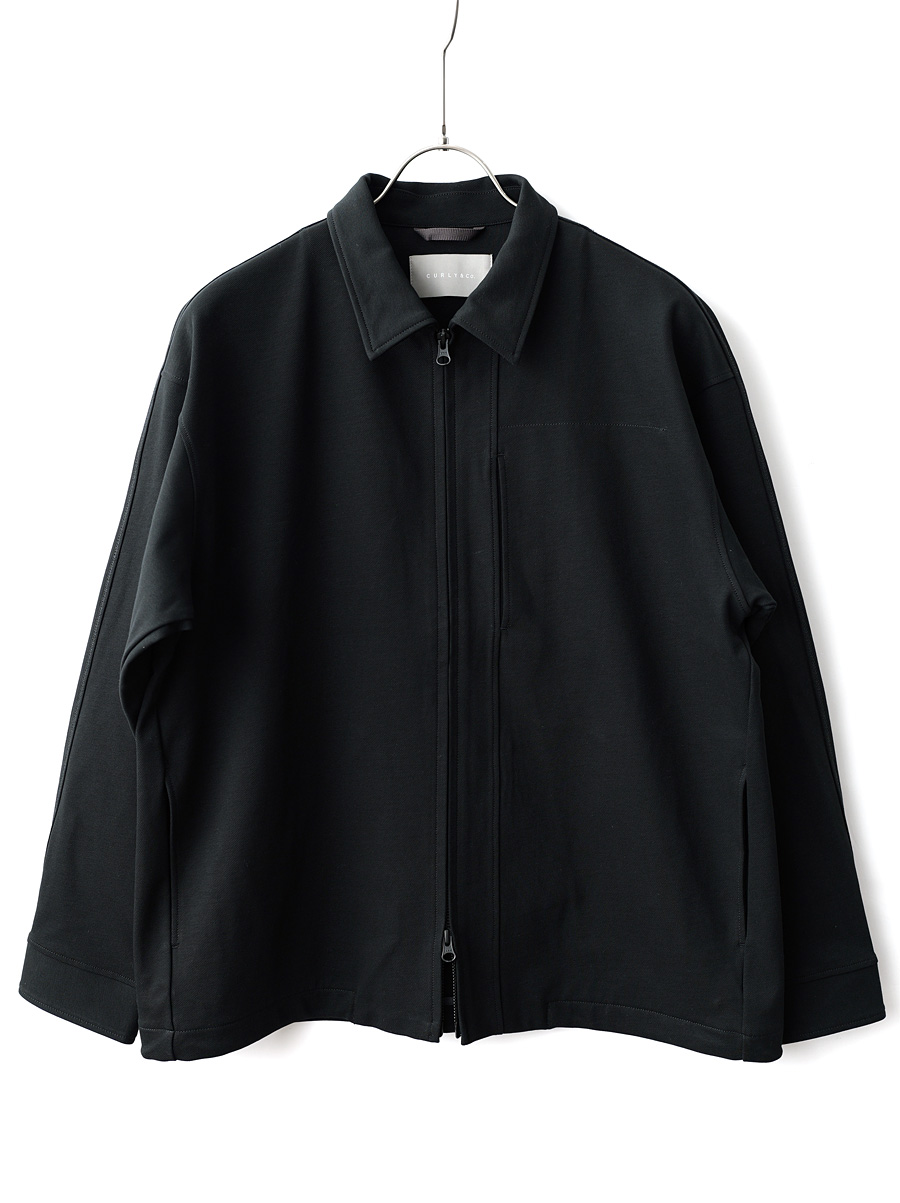CURLY - KNIT CHINO-CLOTH ZIP-UP BLOUSON - Black