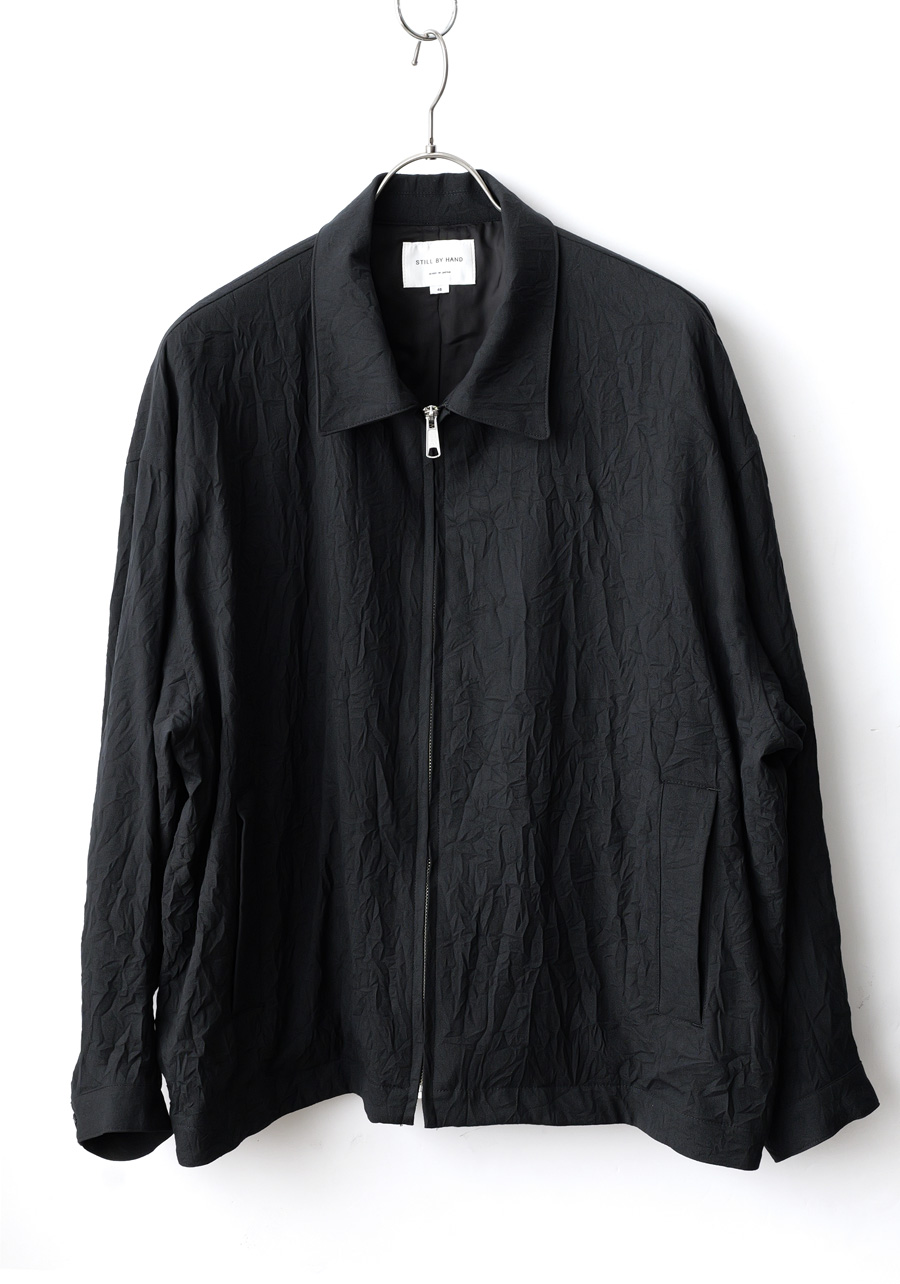 STILL BY HAND -  Creasy Zip Up blouson -  Black