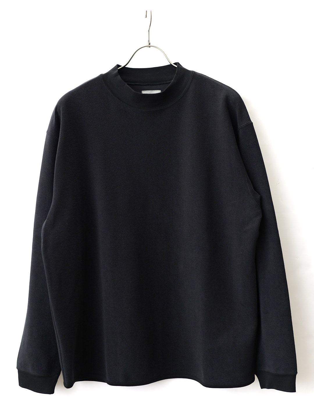 CURLY - FINE COTTON PILE MOCKNECK PULLOVER - Black