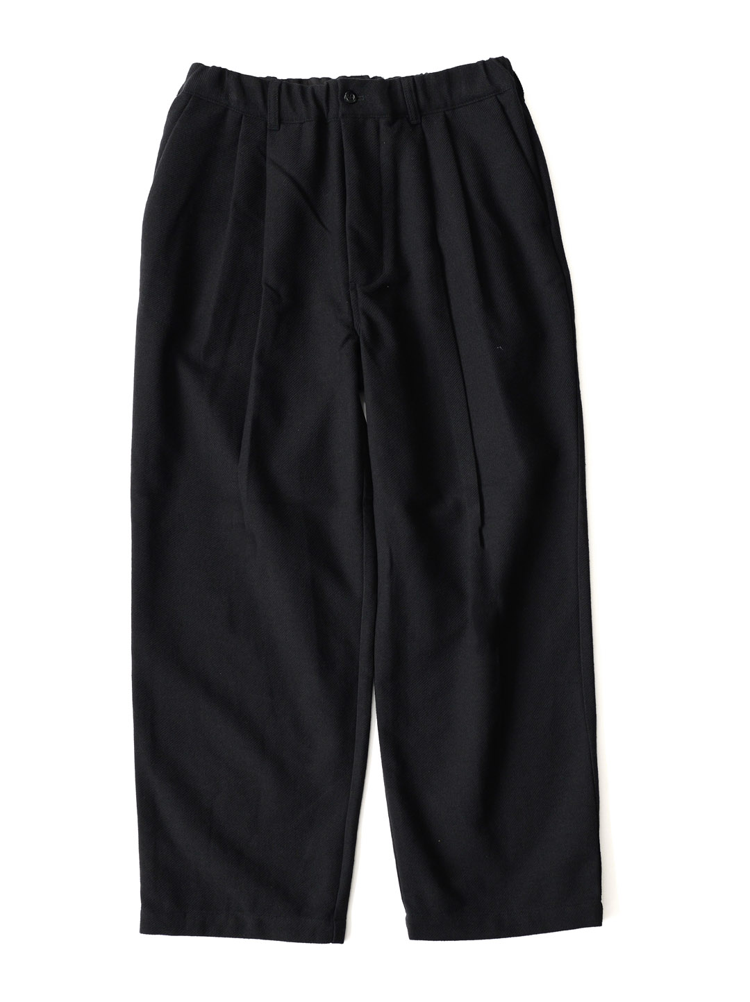 STILL BY HAND - Wool Mixed Deep Tuck Pants - Black