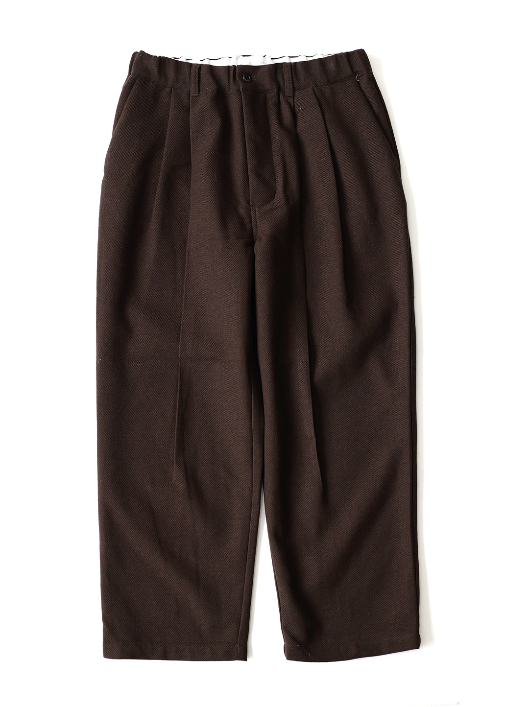 STILL BY HAND - Wool Mixed Deep Tuck Pants - Dark Brown