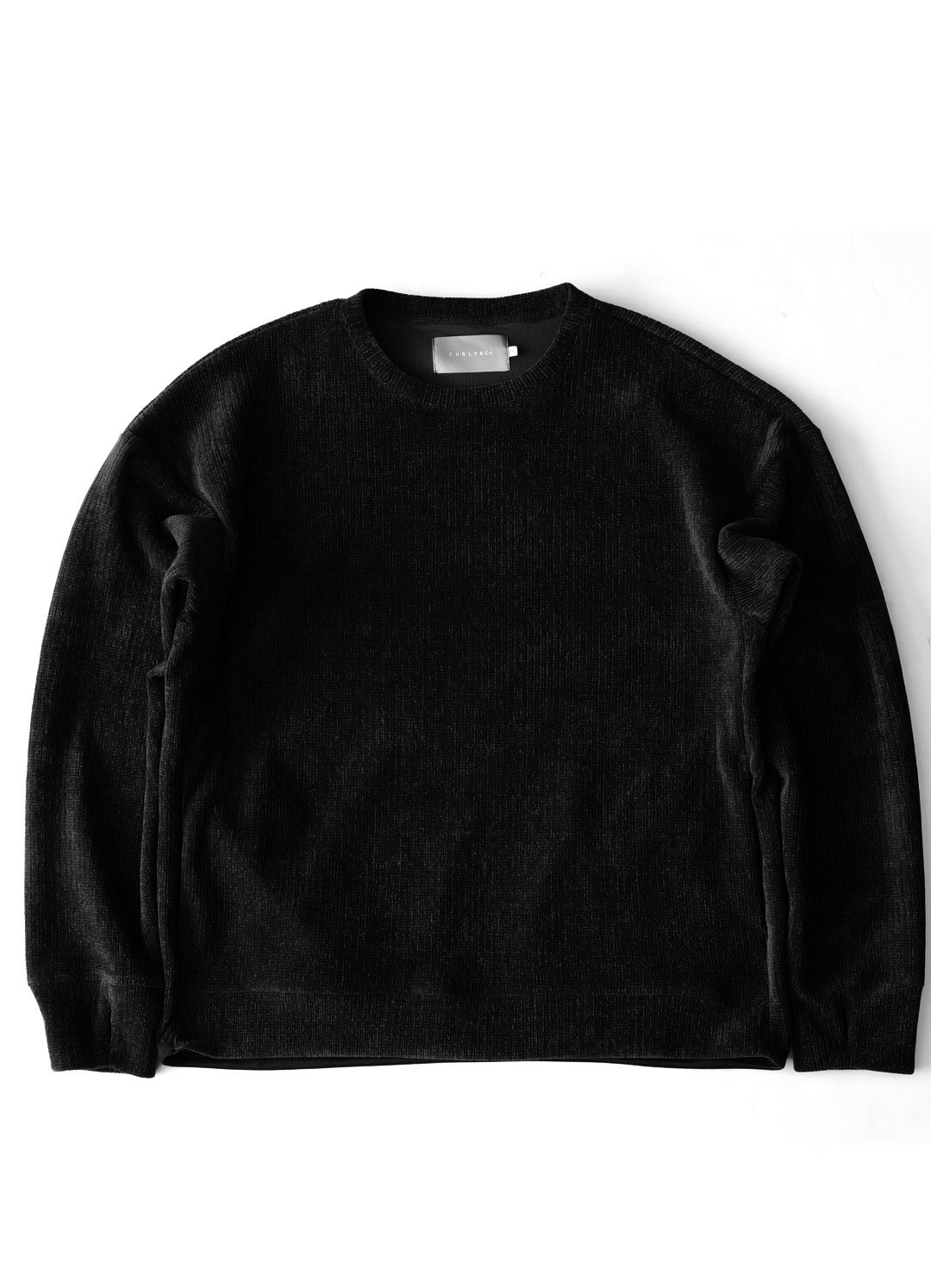 CURLY - MOLLE YARN STRIPE KNIT P/O CREW-NECK - Black