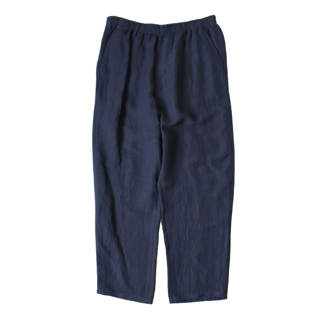 LAMOND - Semi Wide Rayon/Linen Easy Trousers - Navy
