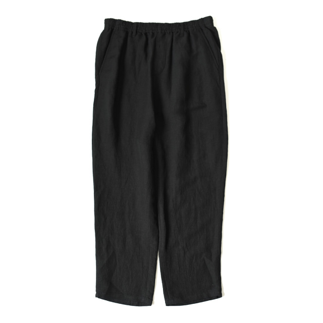 LAMOND - Semi Wide Rayon/Linen Easy Trousers - Black