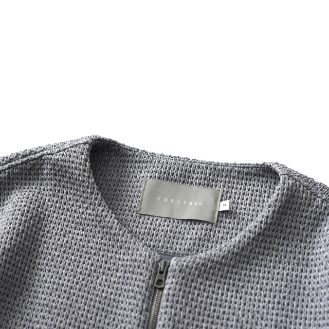 CURLY&CO. グレー カーディガン CURLY&Co. - HONEYCOMB KNIT ZIP-UP CARDIGAN | M.GRAY