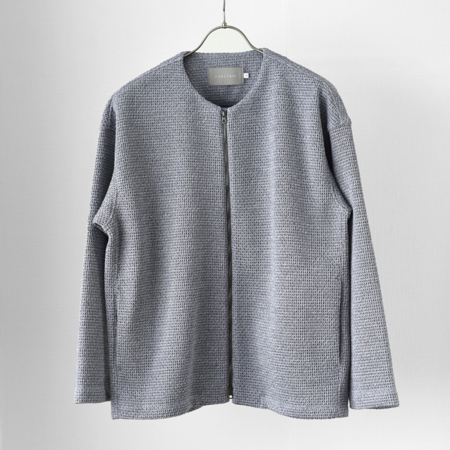CURLY - HONEYCOMB KNIT ZIP-UP CARDIGAN - Gray