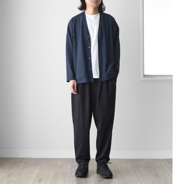 CURLY&Co. - [ラスト1点] SEERSUCKER 3 TUCK PANTS | NAVY ST