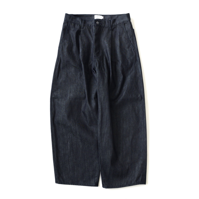 STILL BY HAND - Deep Tuck Wide Denim Pants - Navy