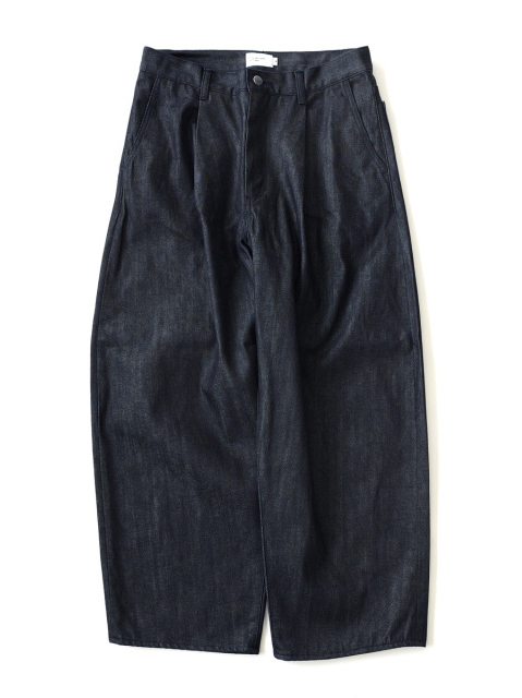 STILL BY HAND - Deep Tuck Wide Denim Pants - Navy
