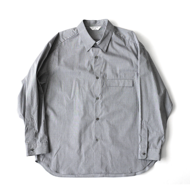 STILL BY HAND - Cotton Oversized Shirt - Gray Check