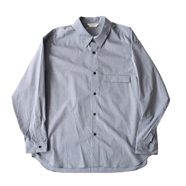 STILL BY HAND - Cotton Oversized Shirt - Blue Stripe