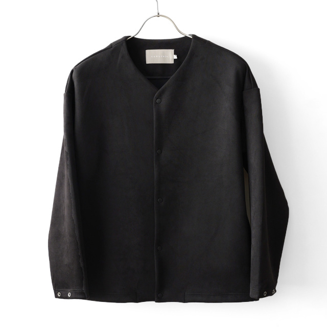 CURLY - KNIT SUEDE SNAP BUTTON CARDIE - Black