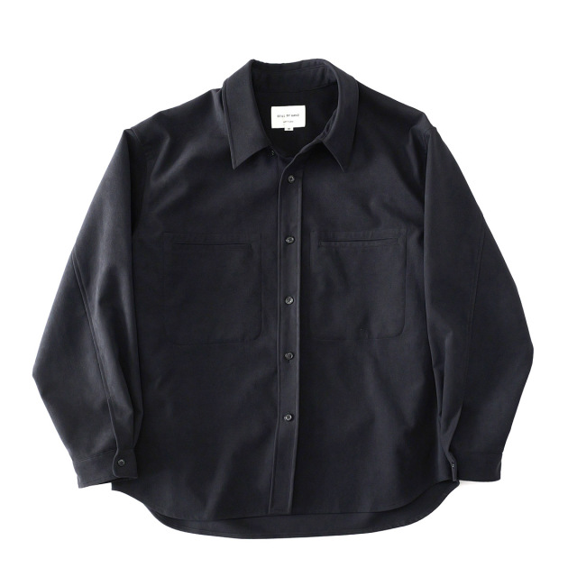 STILL BY HAND - Fake Suede Shirt Blouson - Ink Black