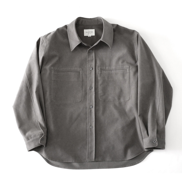 STILL BY HAND - Fake Suede Shirt Blouson - Gray