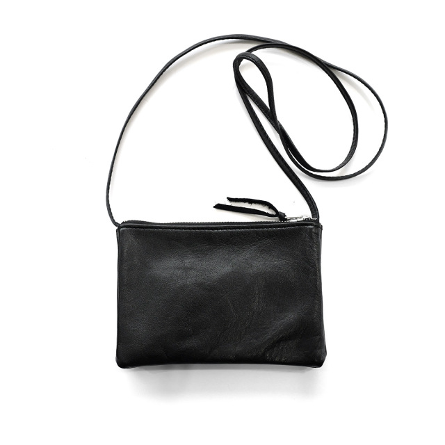 MASTER&Co. - Drum Dyed Leather Mini Shoulder Bag - Black