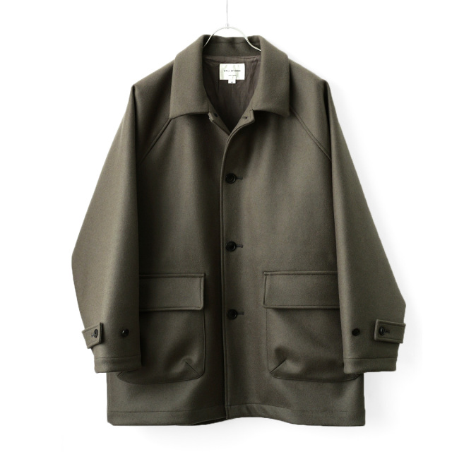 STILL BY HAND - Melton Wool Raglan Coat - Sage