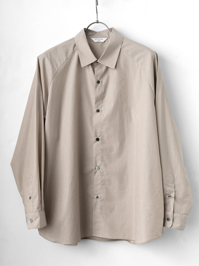 STILL BY HAND -  Cotton Raglan Sleeve Shirts - Beige