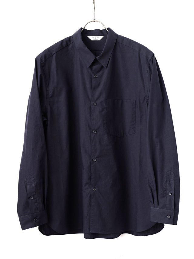 STILL BY HAND -  Regular Collar Shirt - Navy Stripe