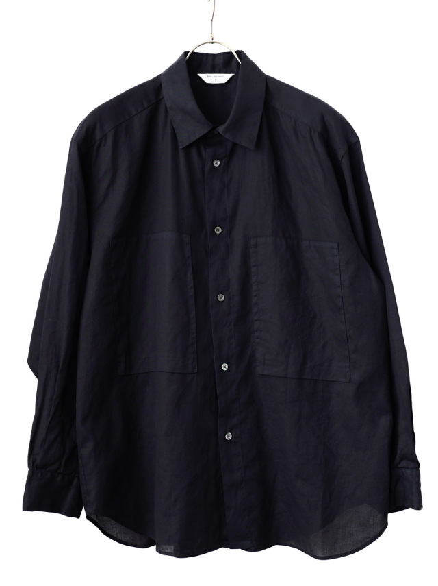 STILL BY HAND -  Garment-dye over shirt - Black Navy