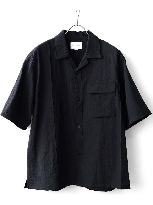 STILL BY HAND - Pin Tuck Half Sleeve Shirt - Black