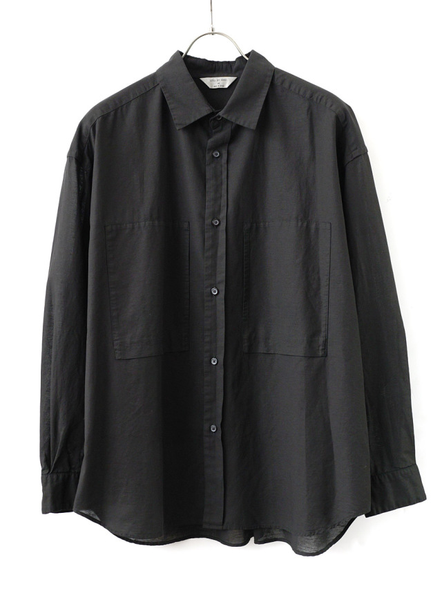 STILL BY HAND - Cotton/Hemp Overdyed Shirts - Ink Black
