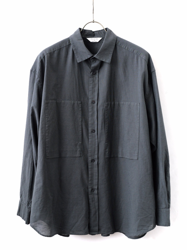STILL BY HAND - Cotton/Hemp Overdyed Shirts - Blue Gray