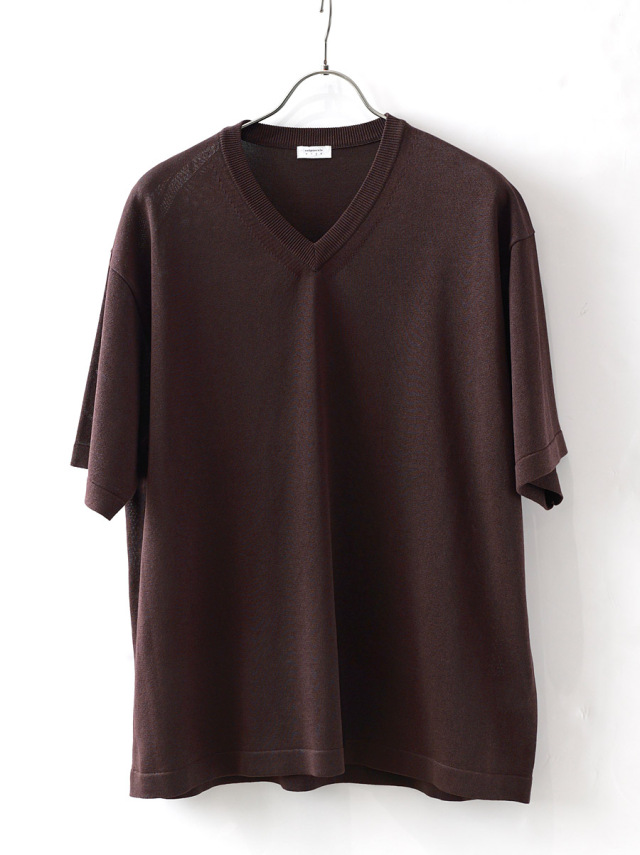 crepuscule -  Washi V/N Knit T-shirt - Brown