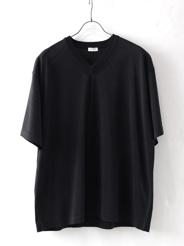 crepuscule -  Washi V/N Knit T-shirt - Black