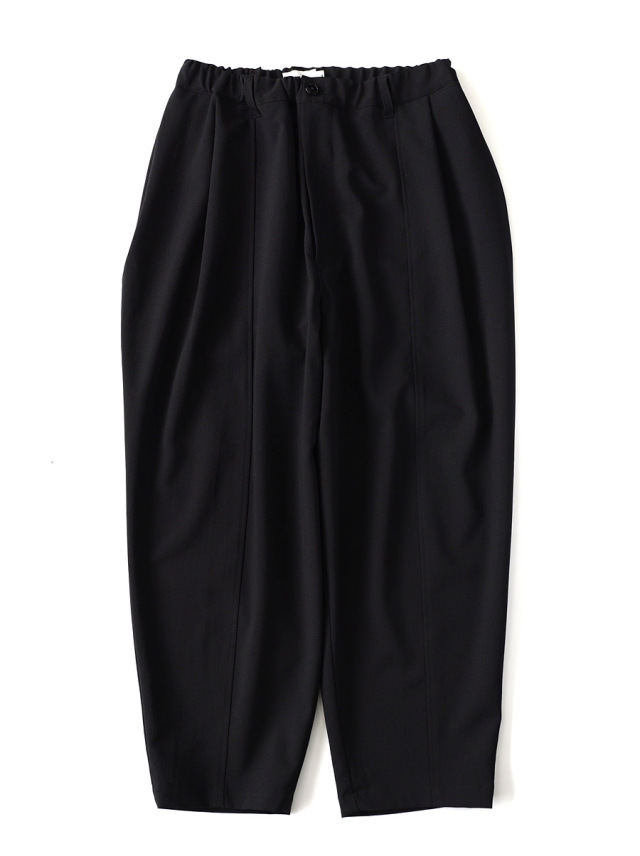 STILL BY HAND - High Twisted Polyester 1tuck Tapered Pants - Black