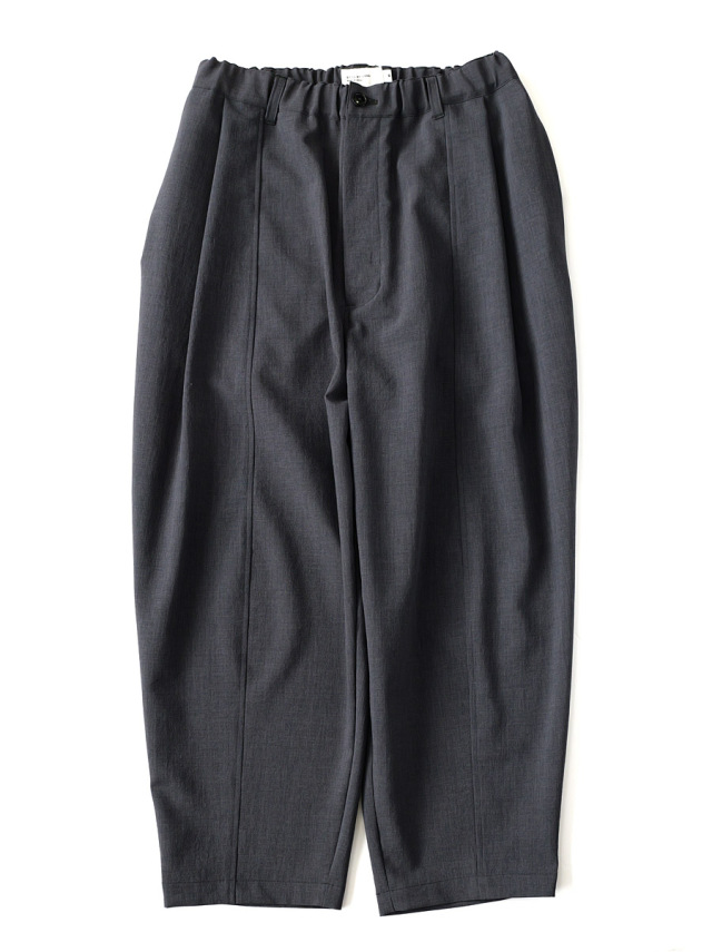 STILL BY HAND - High Twisted Polyester 1tuck Tapered Pants - Charcoal