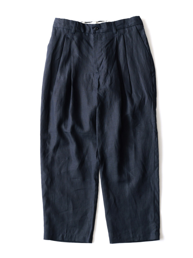 STILL BY HAND - Linen 2tuck Tapered Pants - Dark Navy