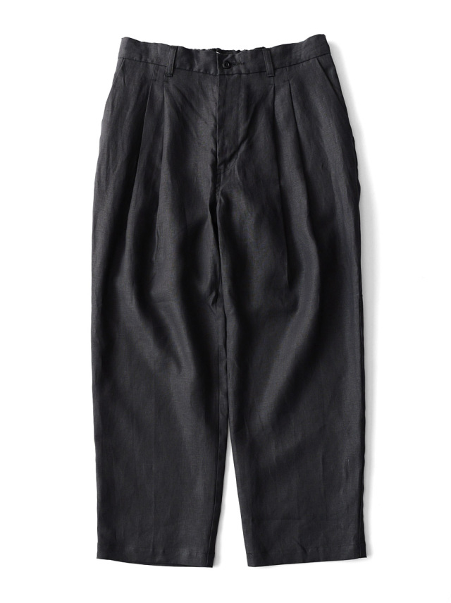 STILL BY HAND - Linen 2tuck Tapered Pants - Charcoal