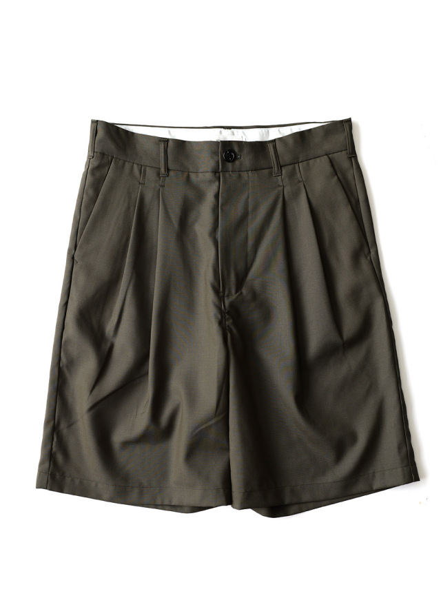 STILL BY HAND - Super120 Summer Wool Short Pants - Olive