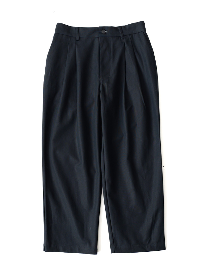 STILL BY HAND - Deep Tuck Pressed Pants - Black Navy