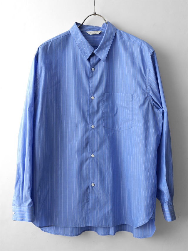 STILL BY HAND - Regular Collar Shirt - Blue Stripe